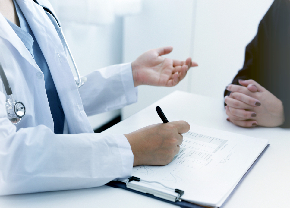 Healthcare professional and patient during a visitation interview